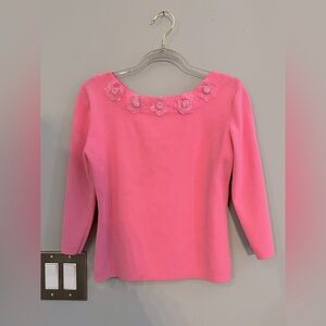VINTAGE JOSEPH A. BLOUSE WITH FLORAL EMBELLISHMENTS